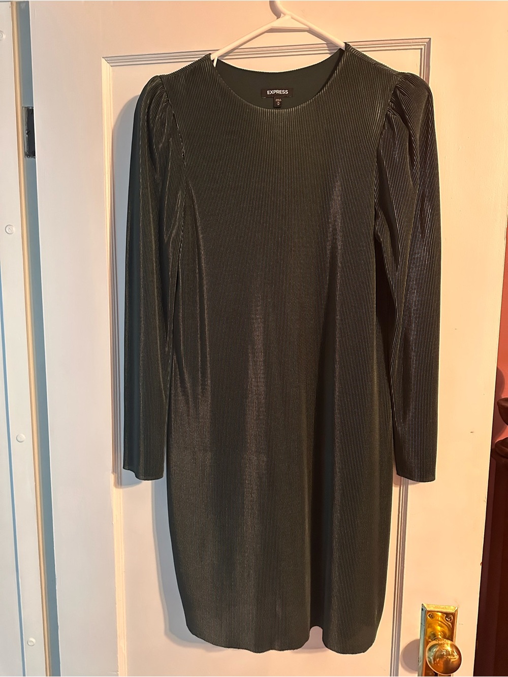 Express Olive Green Long Sleeve Shift Dress
